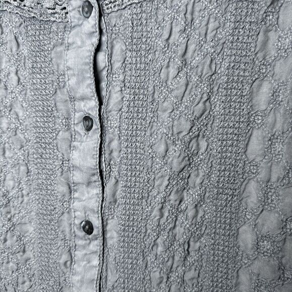 Solitaire Top Womens Small Gray Crochet Embroidered Cottagecore Boho Casual Chic - Picture 15 of 16